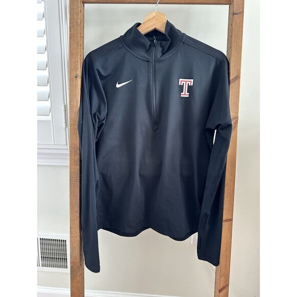 NIKE RUNNING DRI-FIT Medium Black Women's Temple University 1/4 Zip Up - Picture 1 of 3